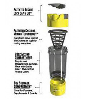 Cyclone Coupe Shaker Bottle 20 oz - Yellow Jacket Jaune