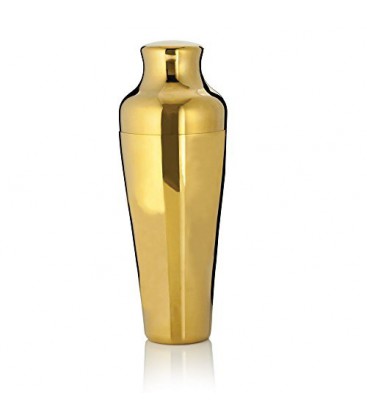 Viski acier inoxydable traditionnelle 25 oz Boisson Cocktail Shaker, plaqué or, Comprend Shaker et Cap
