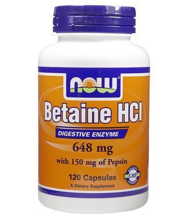 NOW Foods Betaine HCl 648 mg Caps, 120 ct (Pack of 3)